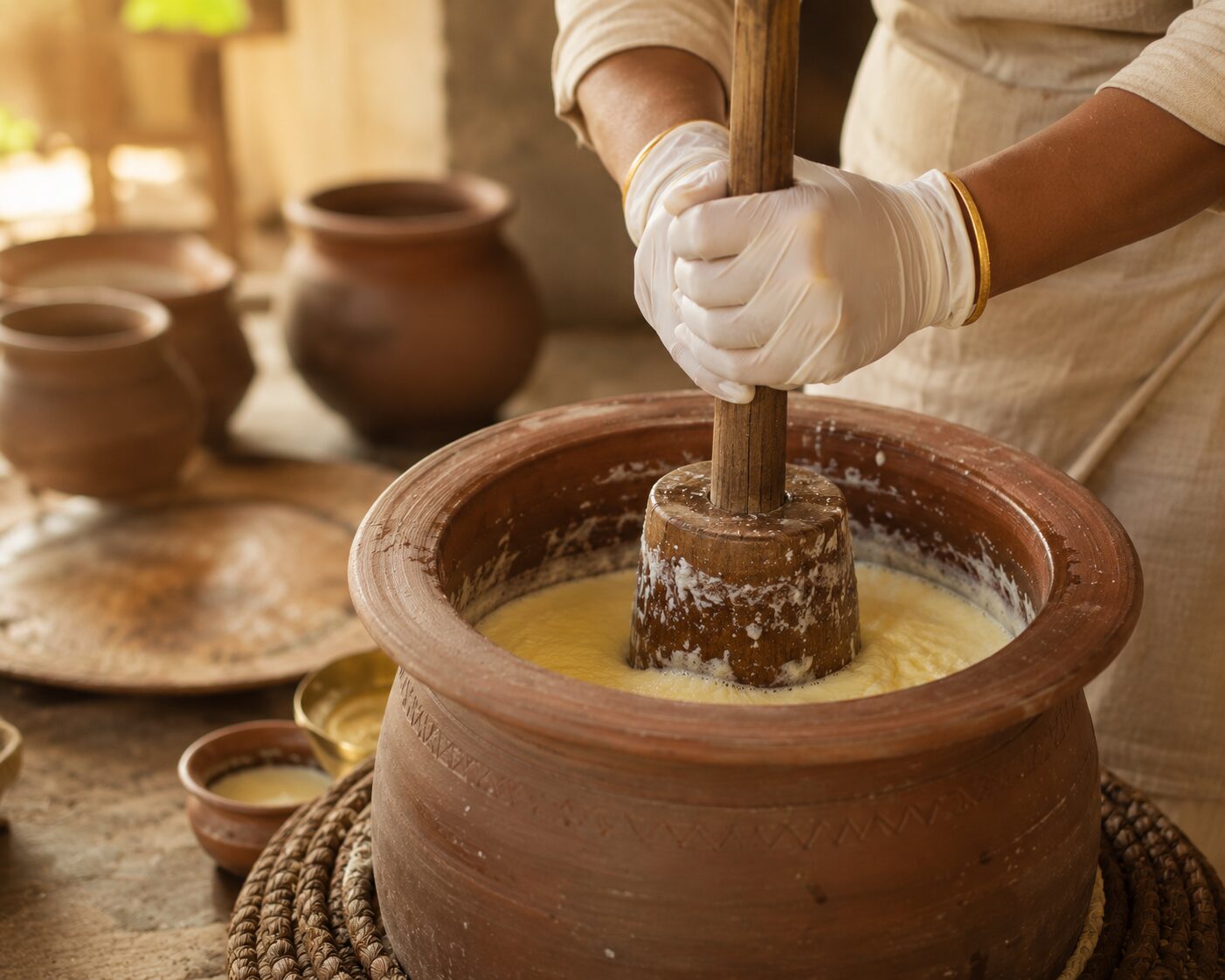 Traditional Bilona churning process