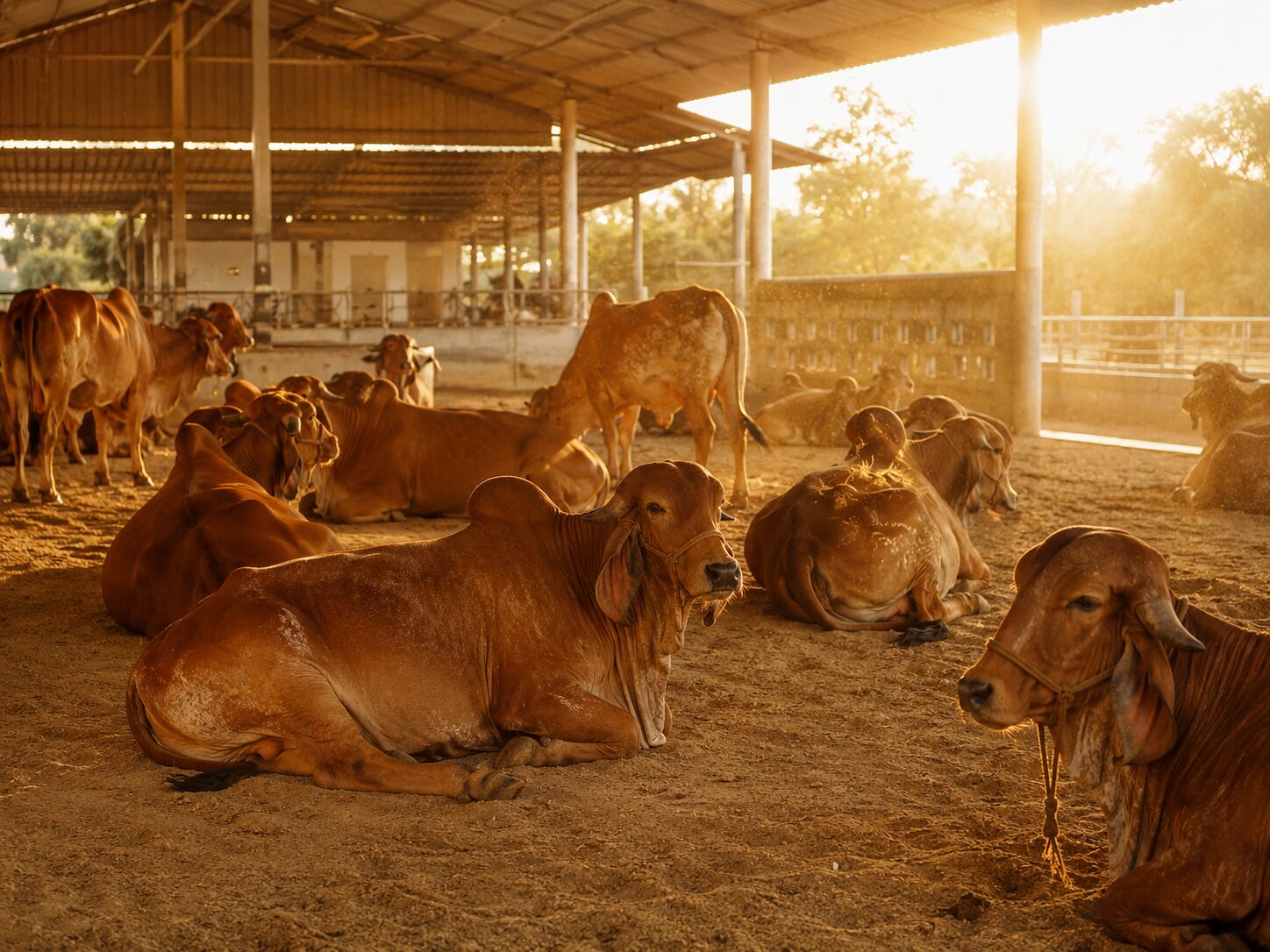 Gir cows at the Amrut Gir gaushala